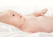 Close up of cute baby girl with funny face expression
