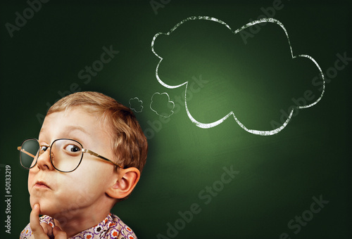 Photo: Thoughtful boy funny portait Thoughtful boy funny portait