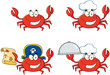 Four Crab Cartoon Character. Collection