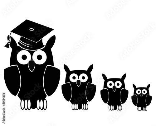 Vector: teacher and students (owl) teacher and students (owl)