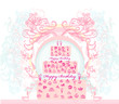 birthday card with cake over vintage background. vector illustra