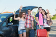 Photo: Four Friends Ready to Leave For Vacation Four Friends Ready to Leave For Vacation