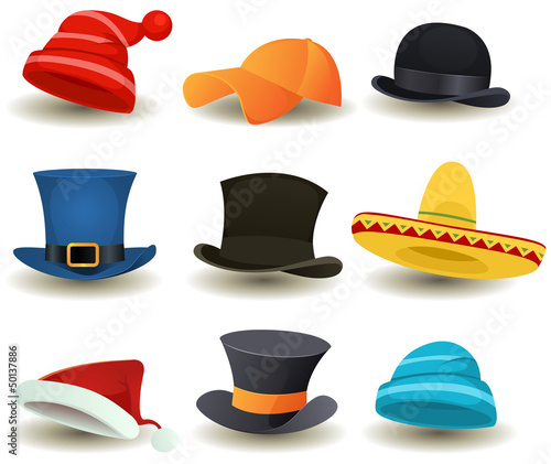 Vector: Caps, Top Hats And Other Head Wear Set Caps, Top Hats And Other Head Wear Set
