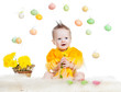 baby boy dressed in Easter chicken costume