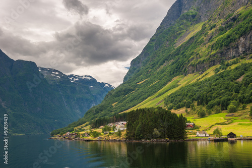 Photo: Small village in Naeroyfjord, Norway Small village in Naeroyfjord, Norway