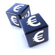 Two black dice with Euro symbol