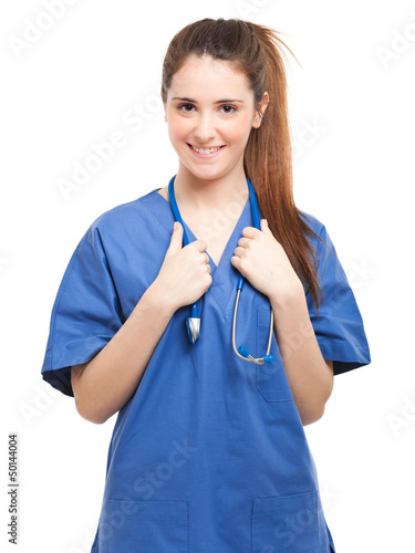 Photo: Smiling nurse isolated on white Smiling nurse isolated on white