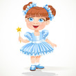little girl in a blue  ballet tutu and magic wand