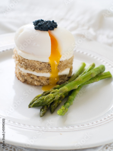 Photo: Bread with poached egg with asparagus Bread with poached egg with asparagus