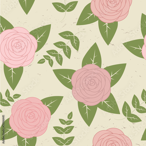 Vector: Cute vintage seamless pattern with roses Cute vintage seamless pattern with roses