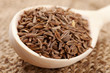 cumin seeds in wooden spoon