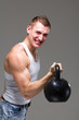 man exercising weight training workout fitness
