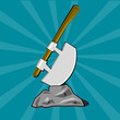 Poleaxe stuck into stone