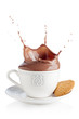 Splash of chocolate in white cup