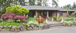 Brick house and spring landscape.