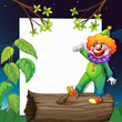 A funny clown presenting an empty signage