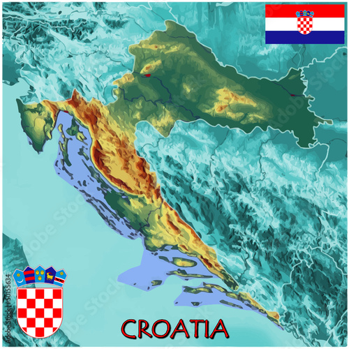 Vector: Croatia Europe national emblem map symbol motto Croatia Europe national emblem map symbol motto
