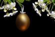 Golden Easter egg over black background