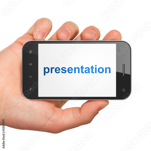 Photo: Advertising concept: smartphone with Presentation Advertising concept: smartphone with Presentation