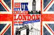 Drapeau anglais coupé avec big ben et tower bridge