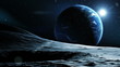 View from Moon to Earth. Beautiful Sunrise. HD 1080.