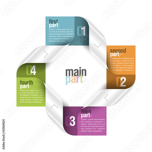 Vector: Four parts design template Four parts design template