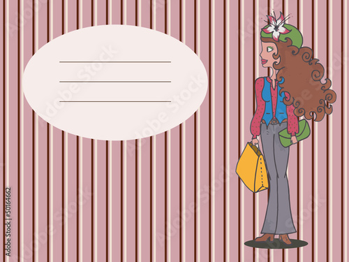 Illustration: Label with beautiful girl Label with beautiful girl