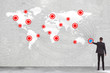 man pushing the start button for connecting the world
