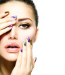 Fashion Beauty. Manicure and Make-up. Nail Art