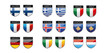 set of european flags in form of shiny emblems