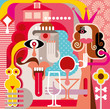 Woman and Man vector illustration