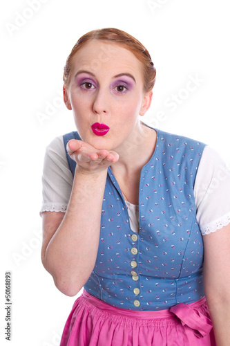 Photo: Frau im Dirndl - Kussmund Frau im Dirndl - Kussmund