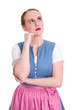 Nachdenkliches junges Mädchen - isoliert im Dirndl