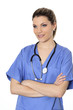 Foto: Portrait of woman doctor in blue uniform Portrait of woman doctor in blue uniform