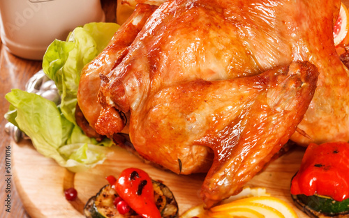 Photo: Garnished roasted turkey Garnished roasted turkey