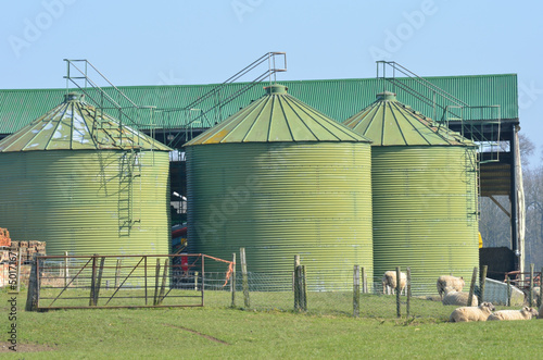 Photo: Metal green farm silos Metal green farm silos