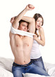 woman undressing boyfriend