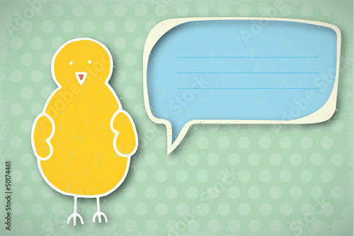 Illustration: vintage background with Easter Chick vintage background with Easter Chick
