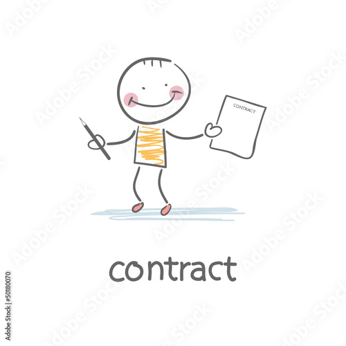 Vector: Person signs the contract. Illustration. Person signs the contract. Illustration.