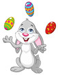 Bunny juggling easter eggs