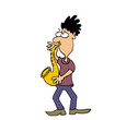 Cartoon jazz musician plays saxophone
