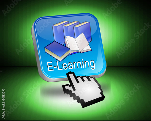 Illustration: E-Learning Button mit Cursor E-Learning Button mit Cursor
