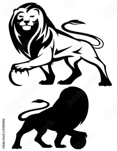 Vector: lion holding a ball - vector illustration lion holding a ball - vector illustration