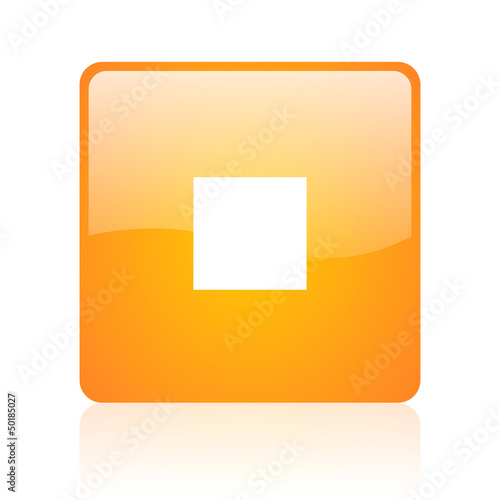 Illustration: stop orange square glossy web icon stop orange square glossy web icon