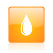 water drop orange square glossy web icon