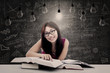 Happy student has bright idea