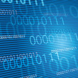 Bits and bytes of data on a blue background