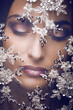 portrait of beauty young woman through lace
