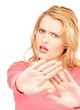 woman making stop gesture
