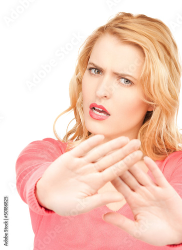 Photo: woman making stop gesture woman making stop gesture